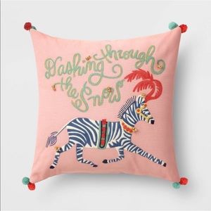 Opalhouse Holiday Embroidered Zebra Square Pillow